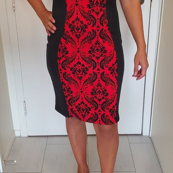 Gorgeous Red-Fleece-Flower-Design Dress - Picture 2 of 6